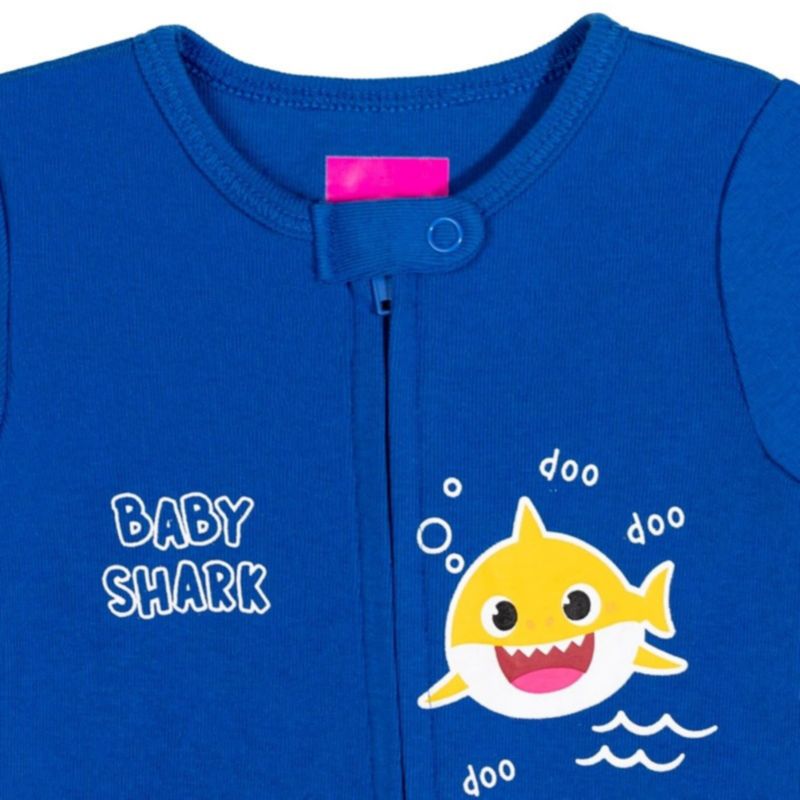 Baby Boys Pinkfong Shark 2 Pack Zip Up Sleep N' Play Coveralls