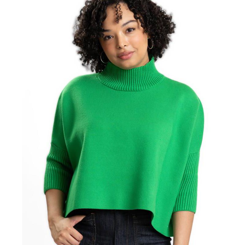 Women's Jordan Turtleneck Cropped 3/4-Length Sleeves Sweater