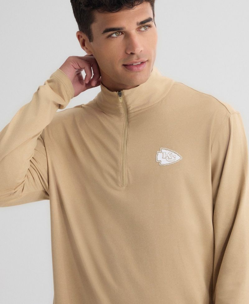 Men's Tan Kansas City Chiefs Clutch Quarter-Zip Pullover Sweatshirt
