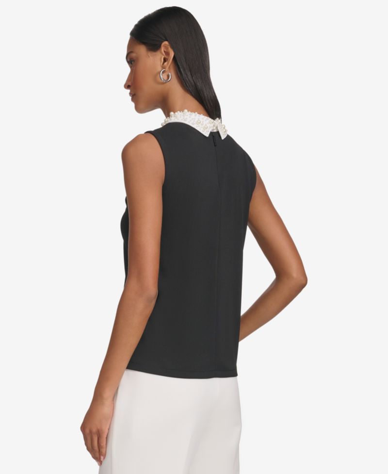 Petite Embellished Collar Sleeveless Blouse