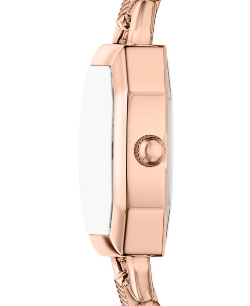 Women's Harlow Three-Hand Green Leather and Rose Gold-Tone Stainless Steel Watch 22mm