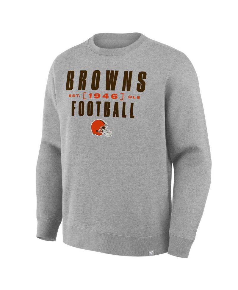 Men's Heather Gray Cleveland Browns Powerful Throw Legacy Pullover Sweatshirt