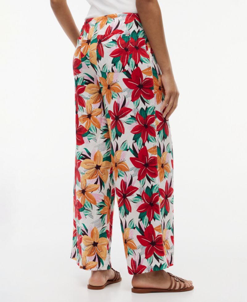 Women's Printed Linen-Blend Pants