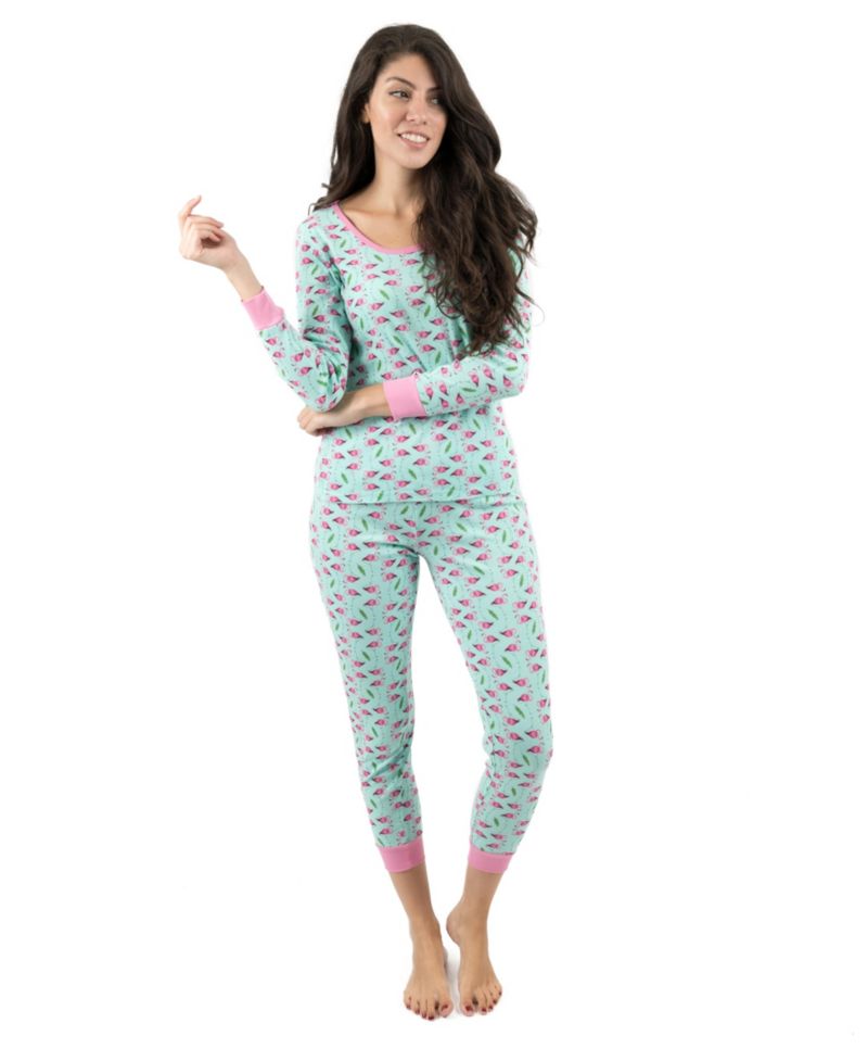 Women's Matching Family Two-Piece Cotton Long Sleeve Shirt and Pants Print Pajamas