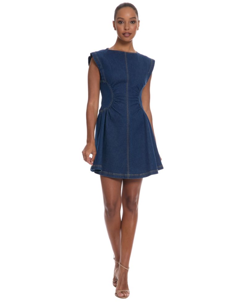 Women's Soft Stretch Jewel Neck Zipper Dress