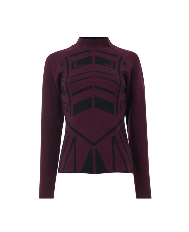 Women's Geometric Jacquard Fitted Knit Top