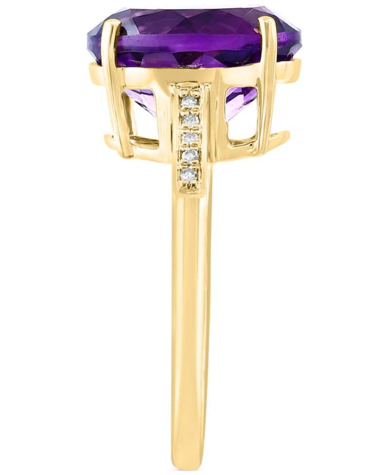 EFFY® Amethyst (4-1/6 ct. t.w.) & Diamond (1/20 ct. t.w.) Oval Ring in 14k Gold