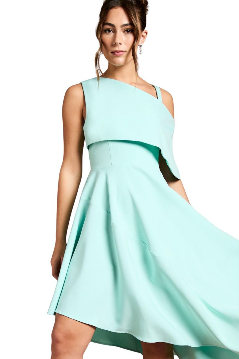 Women's Asymmetric Crepe Midi Dress