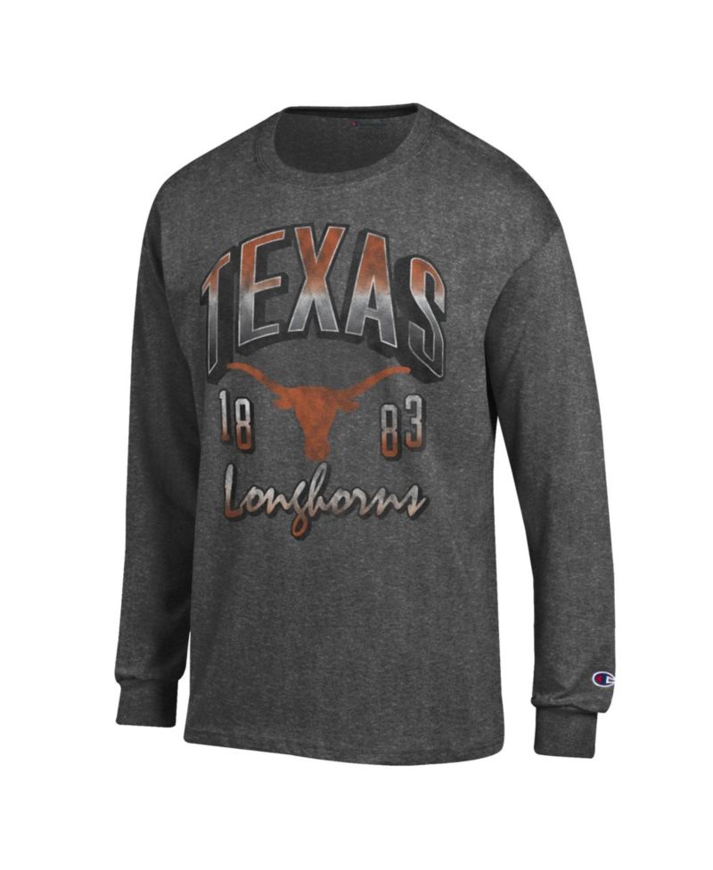 Men's Heather Charcoal Texas Longhorns Bold Long-Sleeve T-Shirt