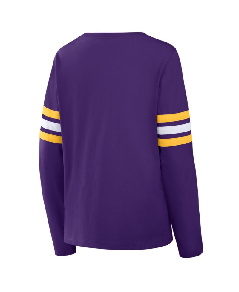 Women's Minnesota Vikings Team First Coverage Scheme Lace-Up Long-Sleeve T-Shirt