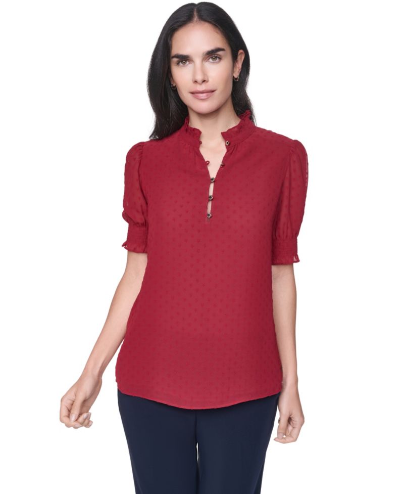Women's Clip Dot Mock Neck Popover Top
