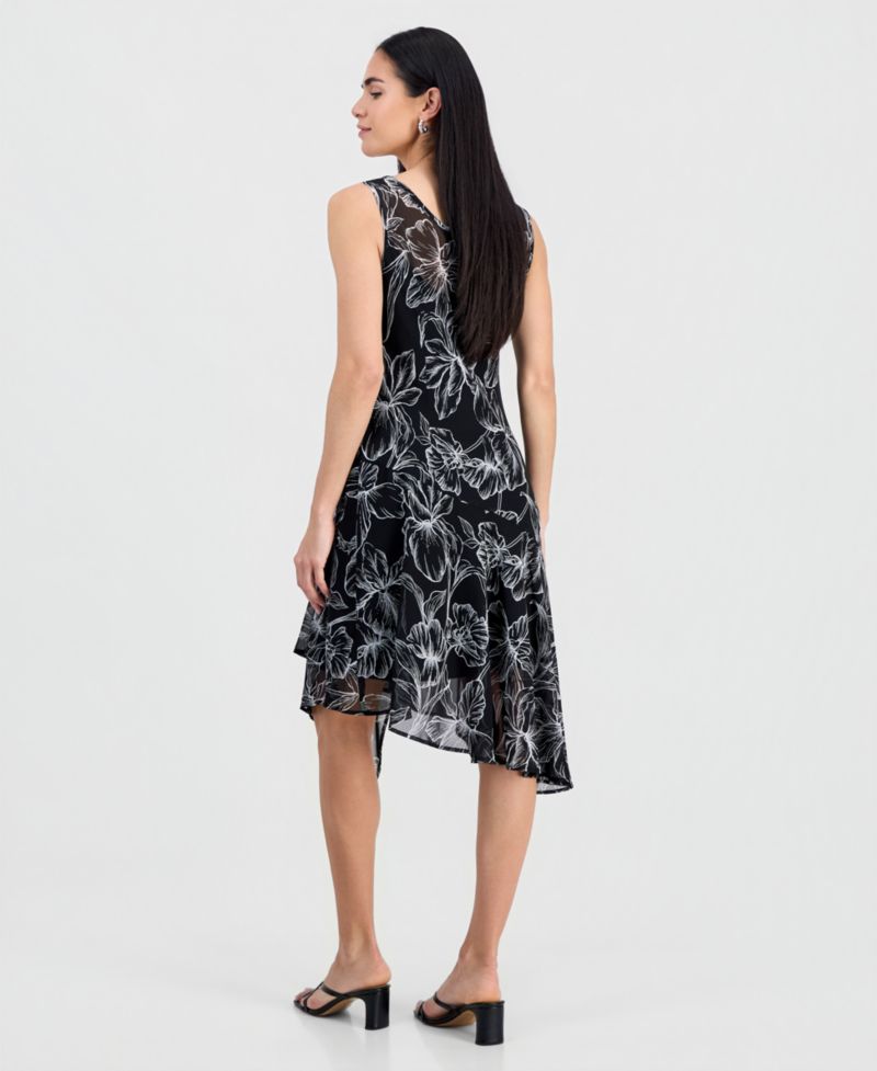 Petite Handkerchief-Hem Midi Dress