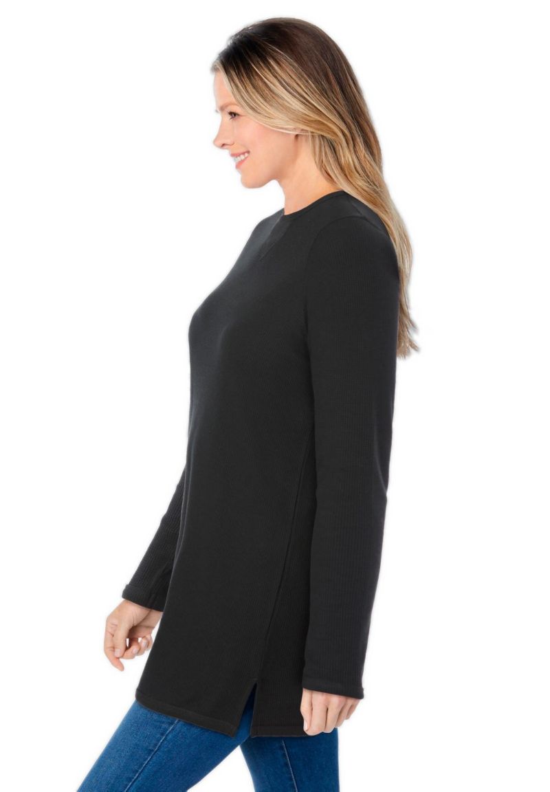 Plus Size Within Long-Sleeve Crewneck Soft Waffle Knit Thermal Shirt