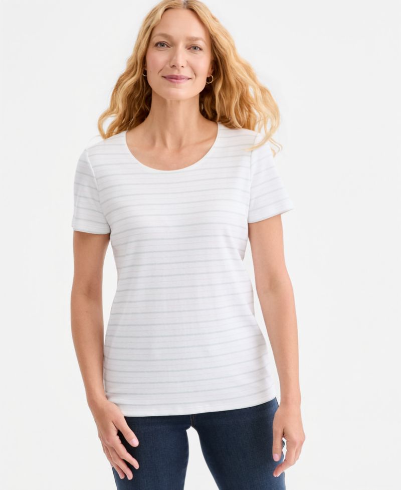 Petite Printed Short-Sleeve Scoop-Neck Top