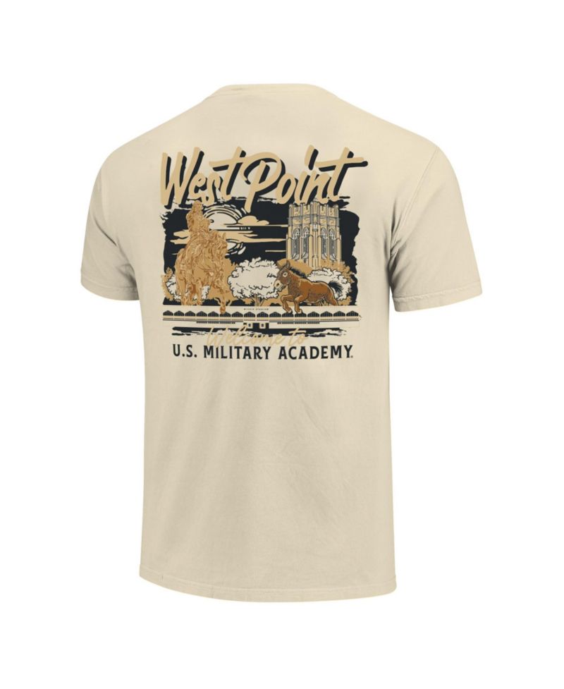 Men's Natural Army Black Knights Comfort Colors Hand-Drawn Campus Stack T-Shirt
