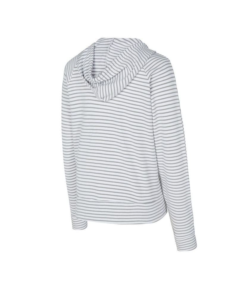 Men's White/Gray Michigan State Spartans French Terry Striped V-Neck Pullover Hoodie