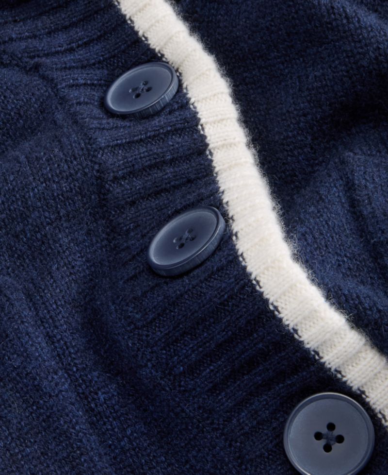 Women's 100% Cashmere Tipped Shawl-Collar Boyfriend Cardigan