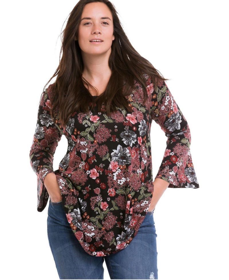 Plus Size Bell Sleeve A-Line Knit Women's Tunic