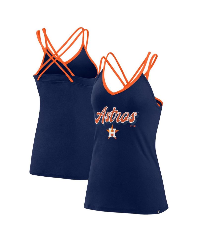 Women's Navy Houston Astros Go For It Strappy V-Neck Tank Top