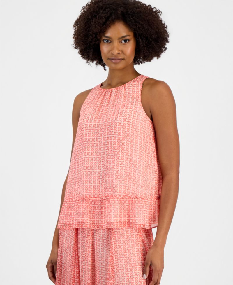Women's Peplum-Hem Sleeveless Top