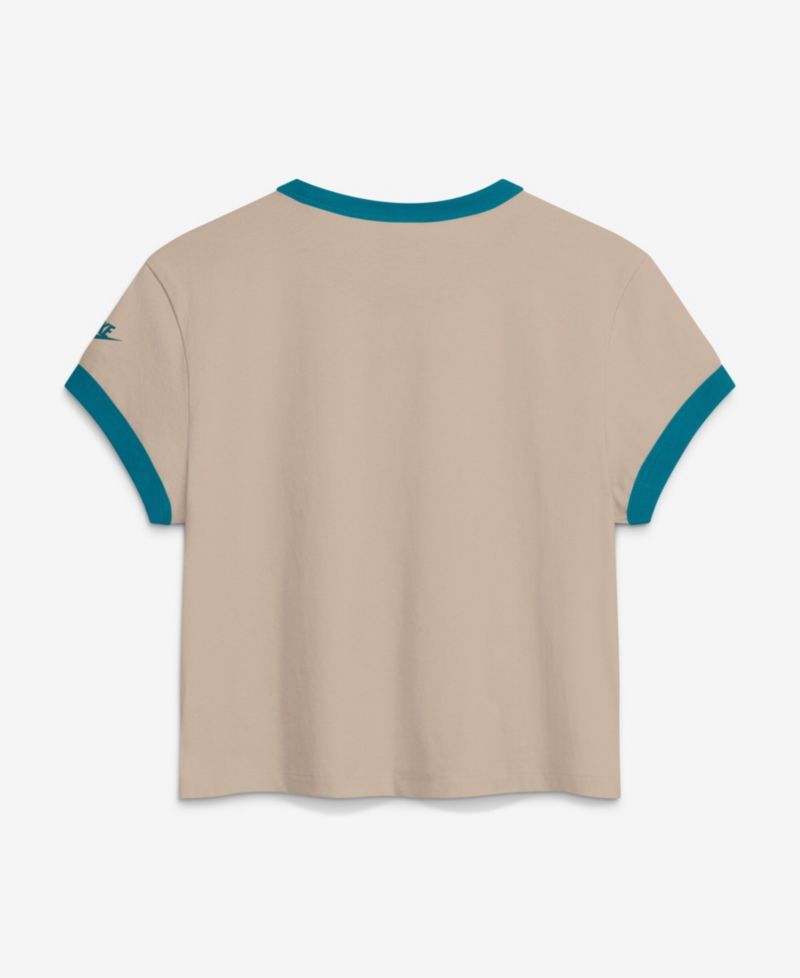 Women's Cream Jacksonville Jaguars Rewind Ringer Mod Cropped T-Shirt