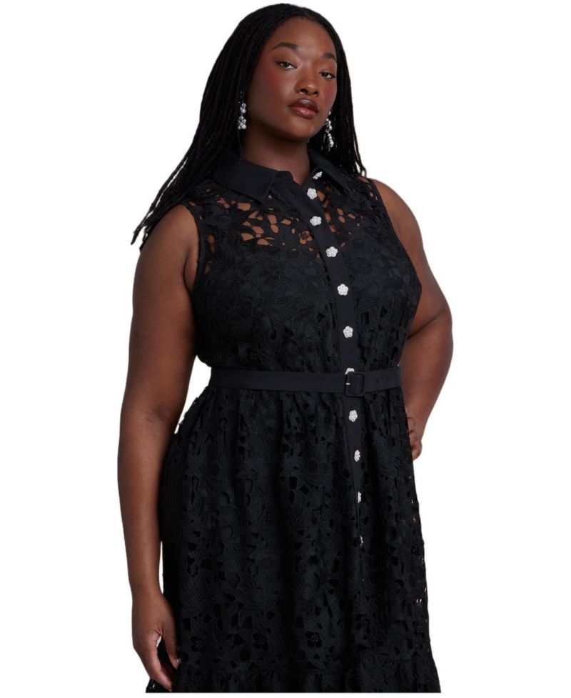 Women's Lace Dress With Buttons and Collar