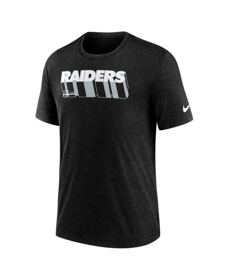 Men's Heather Black Las Vegas Raiders Long Pass Tri-Blend T-Shirt