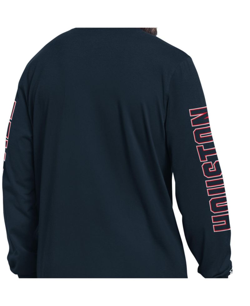 Men's Navy Houston Texans Clutch Hit II Long-Sleeve T-Shirt
