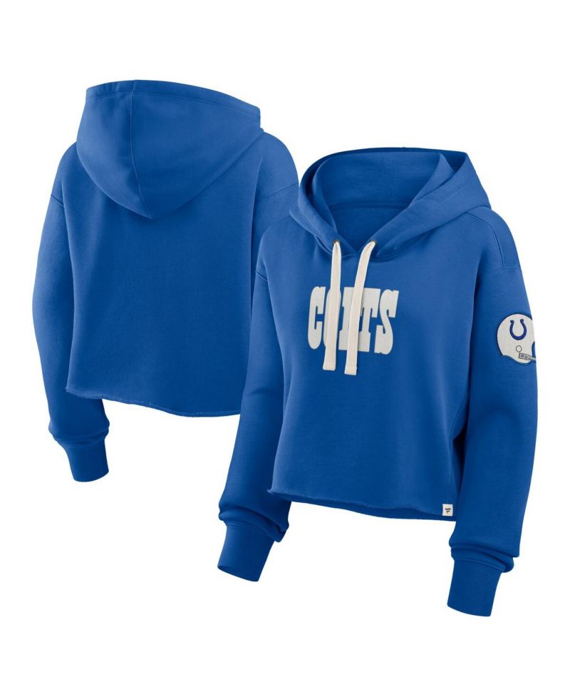 Women's Royal Indianapolis Colts Oversized Hometown Heritage Cropped Hoodie