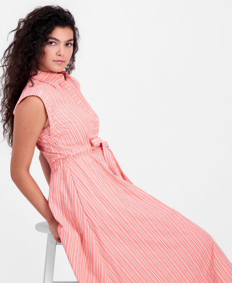 Women's Button-Front Sleeveless Midi Dress