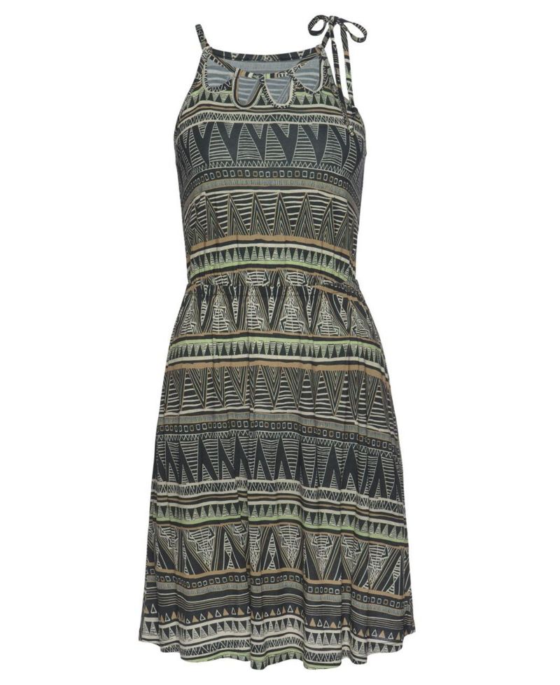 Women's Viscose Printed Cut Out Cutout Elastic-Waist Short Dress