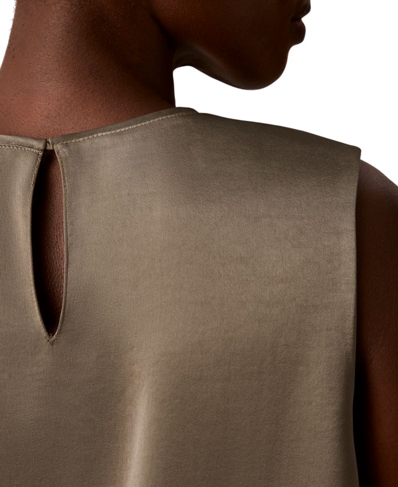 Women's Satin Crewneck Sleeveless Shell