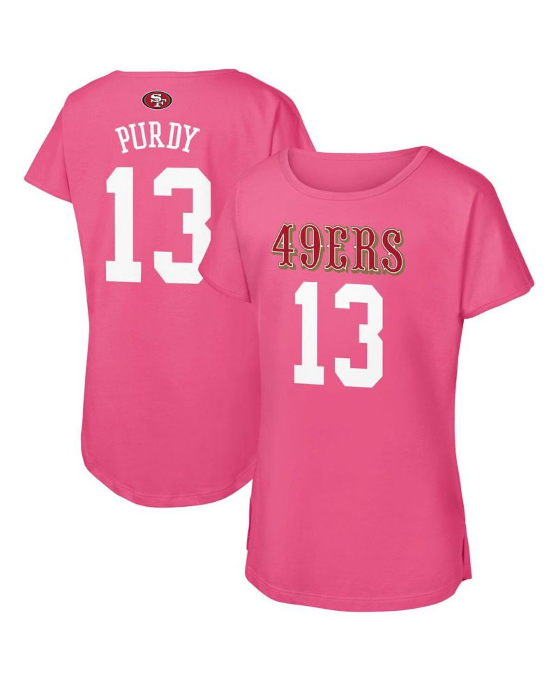 Big Girls Brock Purdy Pink San Francisco 49ers Player Name & Number T-Shirt