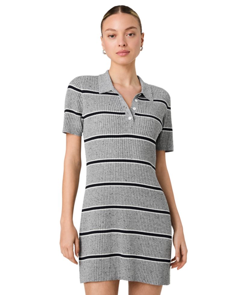 Women's Mason Knit Varsity Stripe Collared Mini Dress