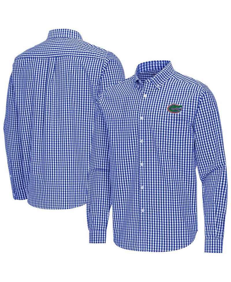 Men's Royal Florida Gators Ellis Woven Tri-Blend Long Sleeve Button-Down Shirt