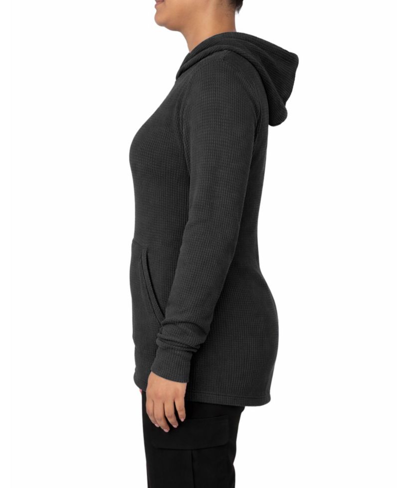Women's Loose Fit Waffle Knit Thermal Pullover Hoodie