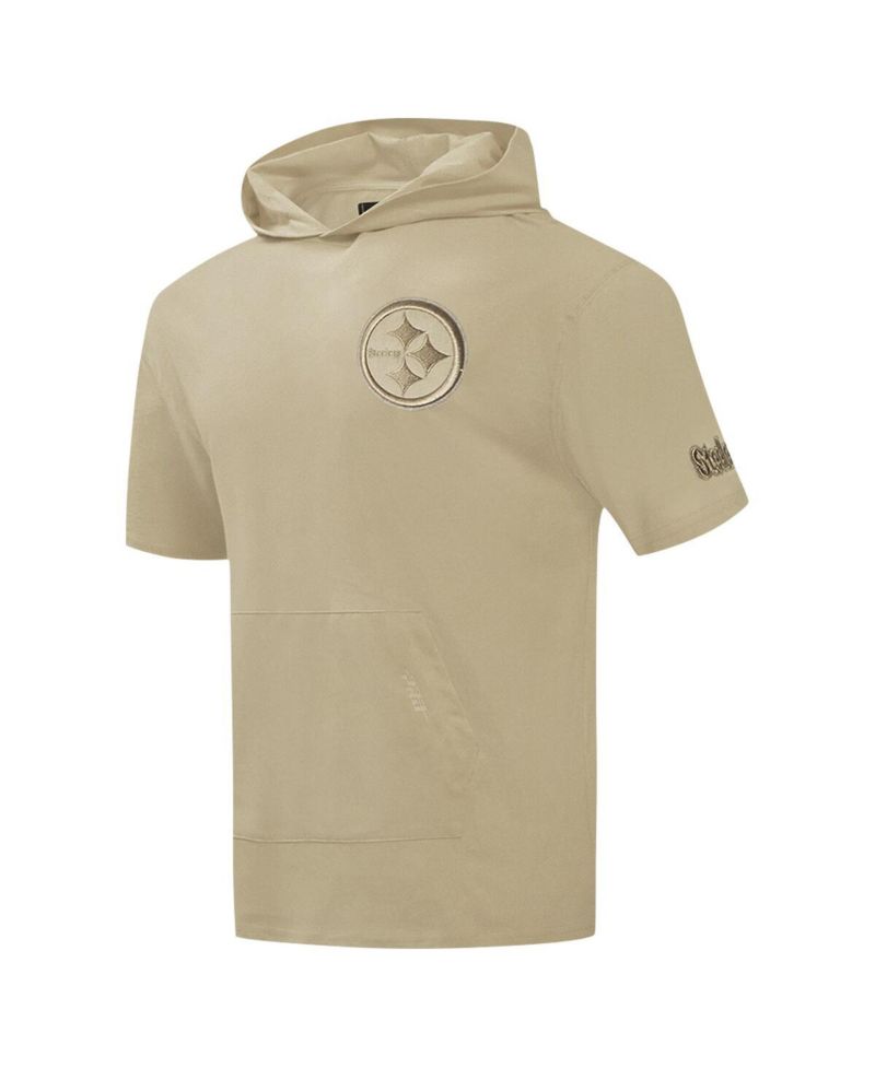 Men's Tan Pittsburgh Steelers Neutrals Capsule Short Sleeve Pullover Hoodie