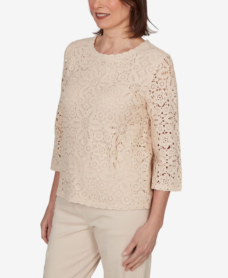 Women's Camden Market Floral Crochet Lined Knit Top