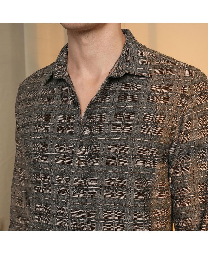 Men's Olive Brown Tartan Plaid Shirt