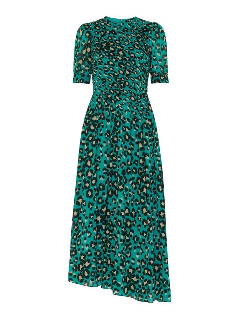 Women's Painted Leopard Shirred Dress