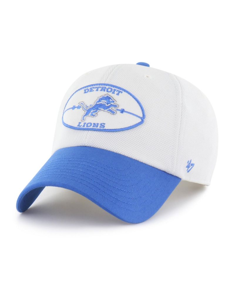 Men's White/Blue Detroit Lions Pique Patch Clean Up Adjustable Hat