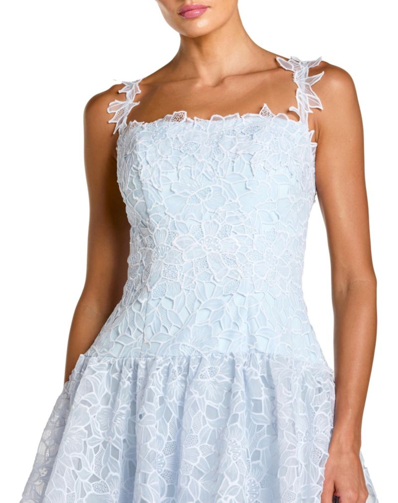 Women's Sleeveless Embroidered Lace Tiered Midi Dress