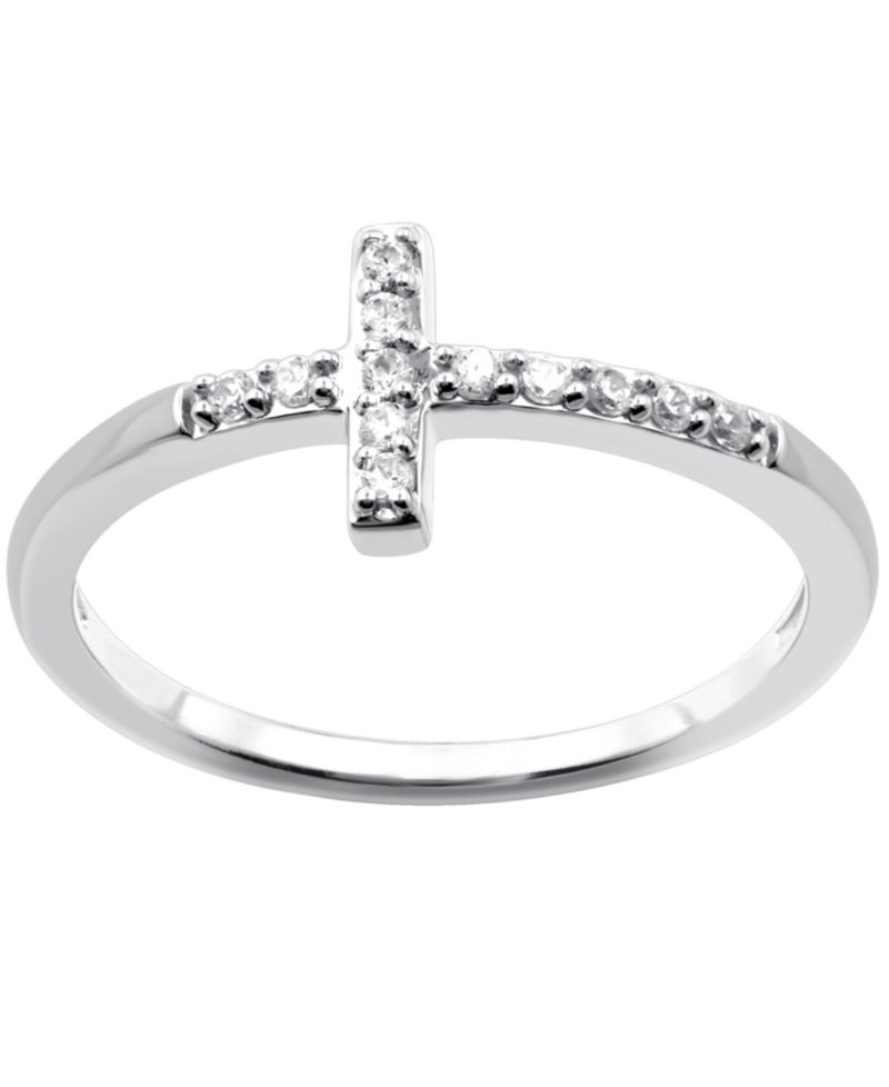 Diamond Cross Ring in Sterling Silver (1/10 ct. t.w.)