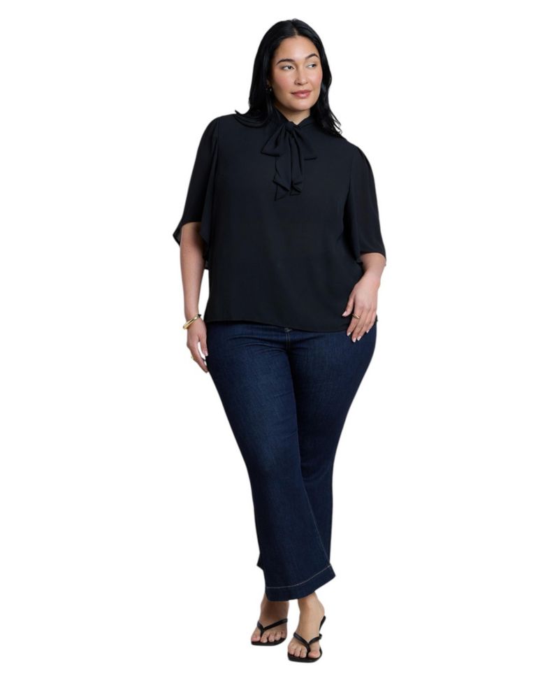 Women's Bow Blouse With Flutter Sleeve