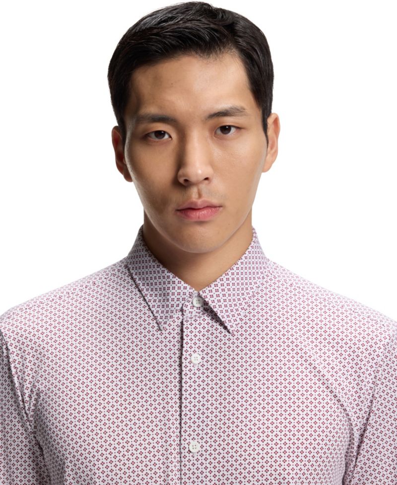 Men's Printed Cotton Blend Slim-Fit Dress Shirt
