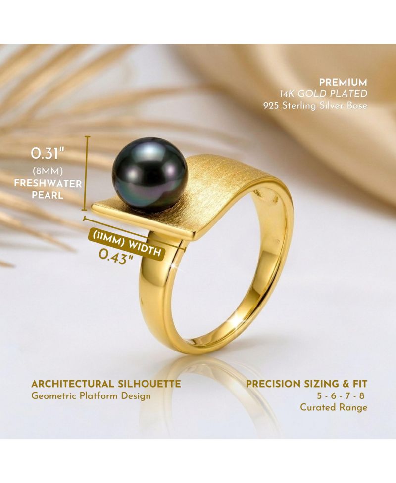 Chic 14K Gold Plated Genuine Freshwater Pearl Statement Ring
