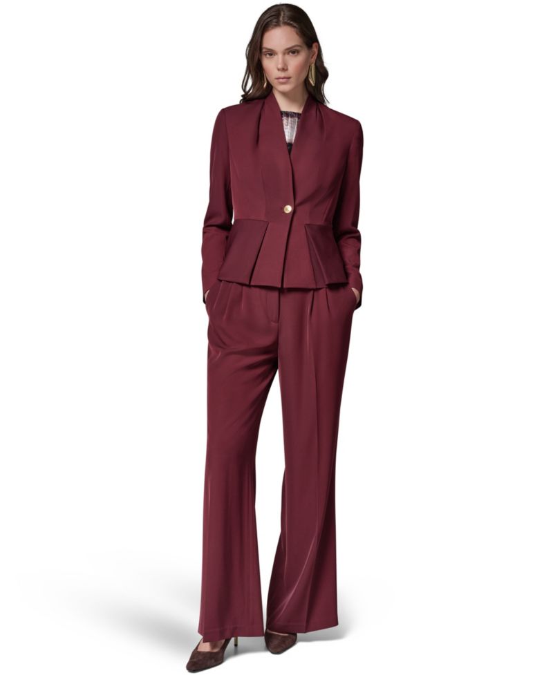 Women's Petite Collarless Peplum Blazer