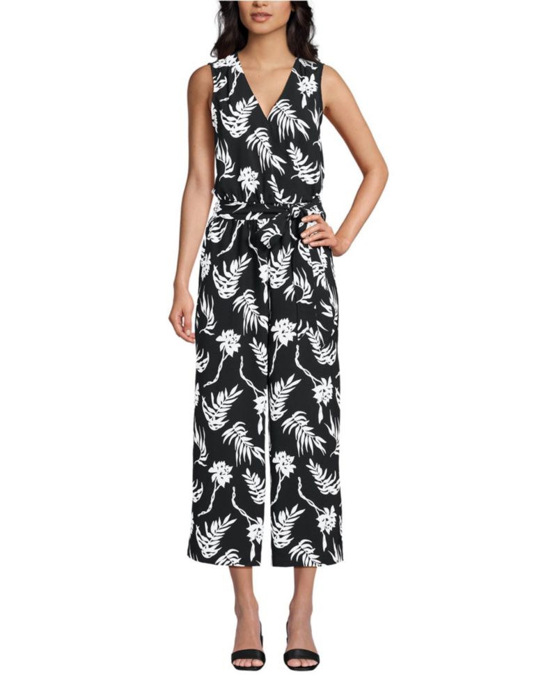 Women's Sleeveless Creaseless Wrap Jumpsuit with Smocked Waist