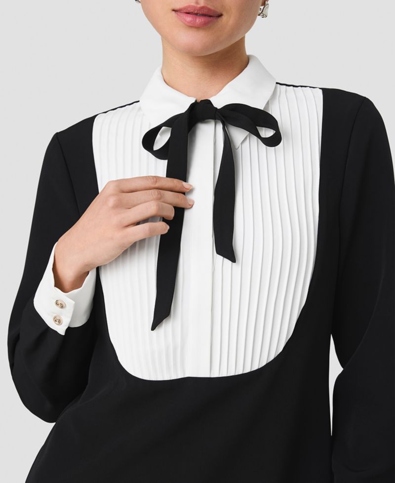 Women's Echo Crepe Combo Long-Sleeve Colorblock A-Line Mini Dress