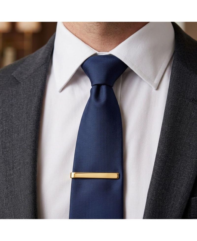 Solid 10k Yellow Gold Polished Narrow Tie Bar for Men
